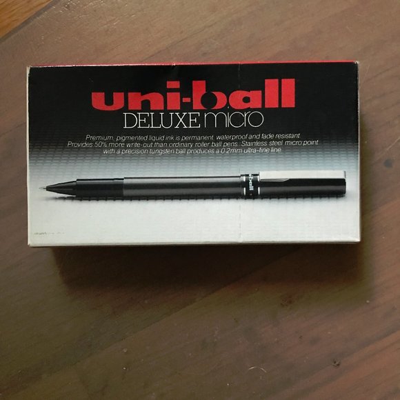 Uni-ball Pen Deluxe Micro 0.2mm ultra fine line Total 6 inside Box  Black Ink - Picture 1 of 3